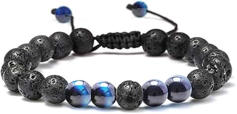 Lava Stone & Blue Agate Bracelet